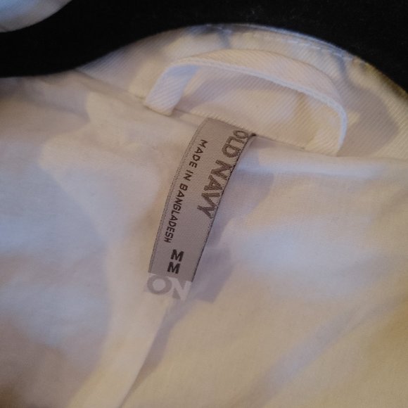 Ladies Long White Trench Old Navy Coat Size Medium - Picture 2 of 3